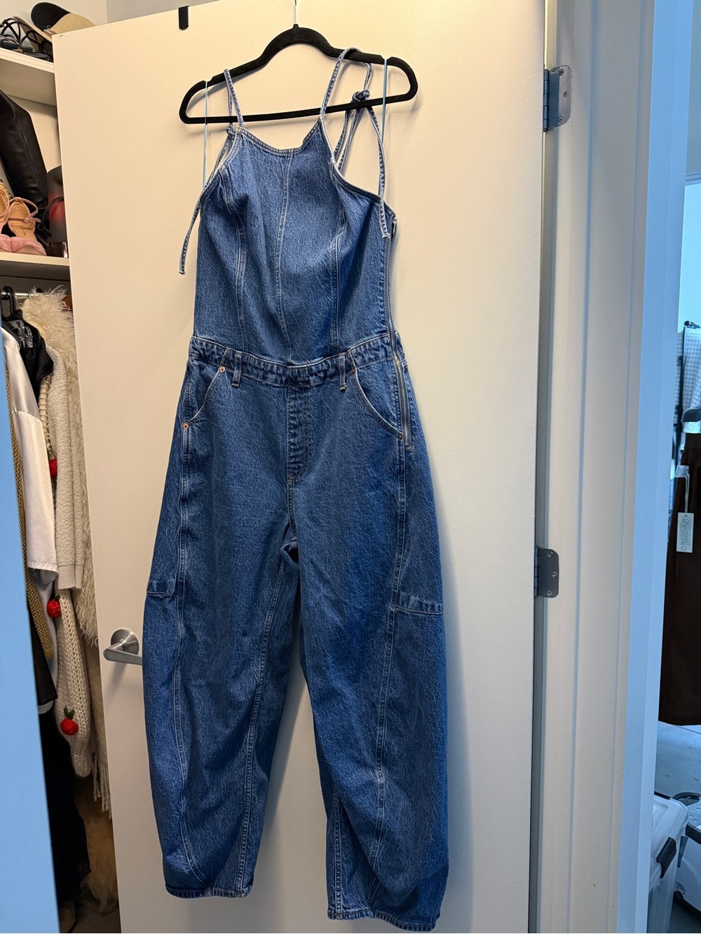 Abercrombie & Fitch Blue Denim Wide-Leg Jumpsuit